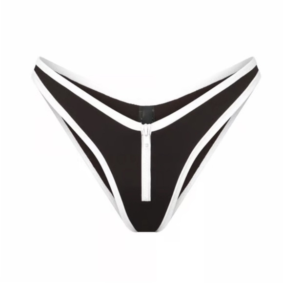 SKIMS SPORTY ZIPPER SWIM BANDEAU & TANGA CHEEKY BOTTOMS. SOLD OUT ONLINE - Picture 7 of 7